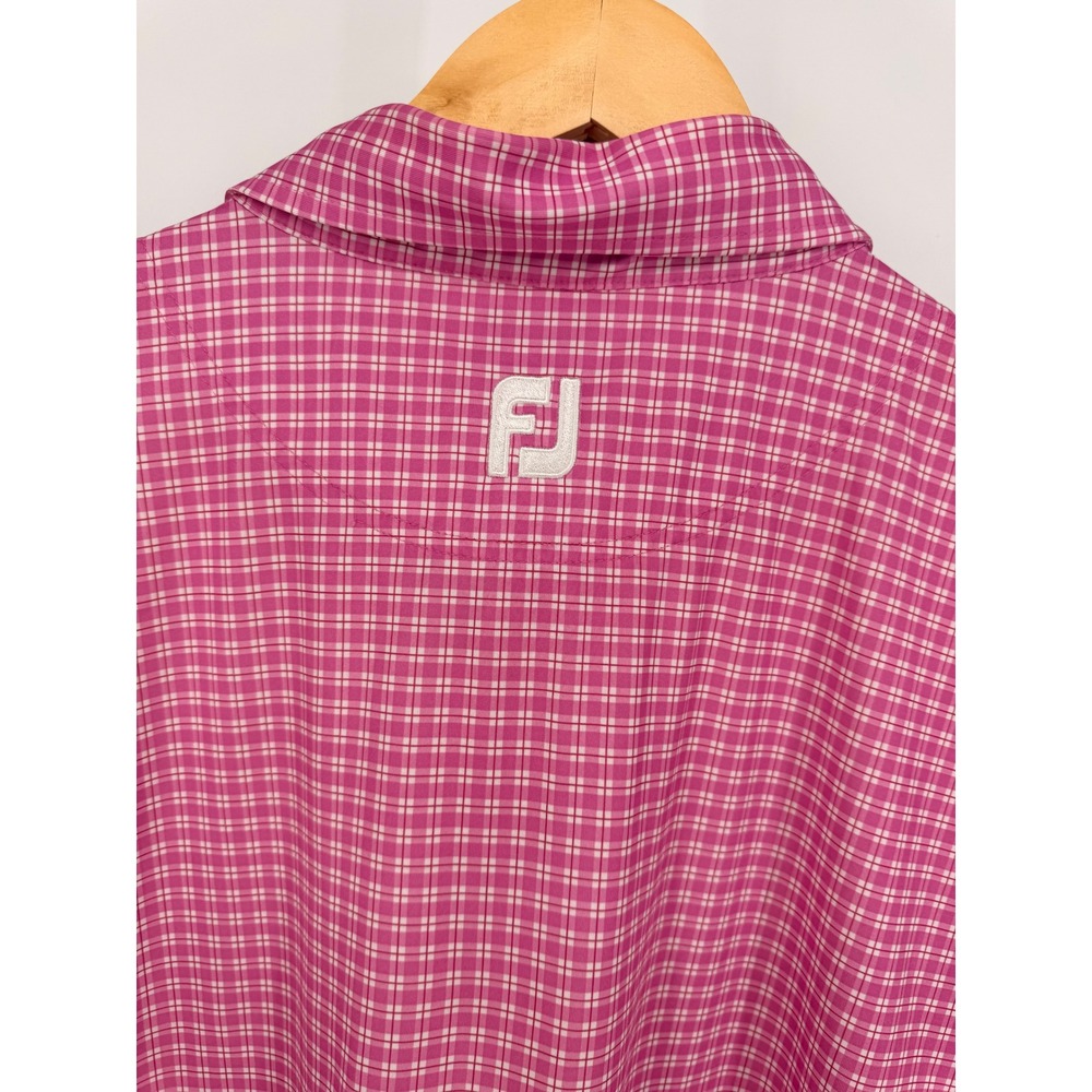 FJ FootJoy Men's‎ Pink Plaid Golf Polo Shirt Size Large - Picture 4 of 5